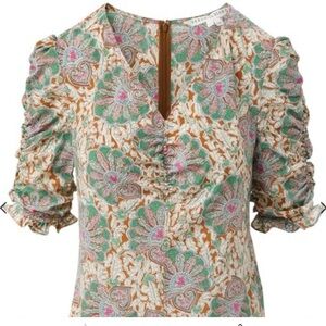 Veronica Beard Multicolor Floral Silk  Blouse sz 2